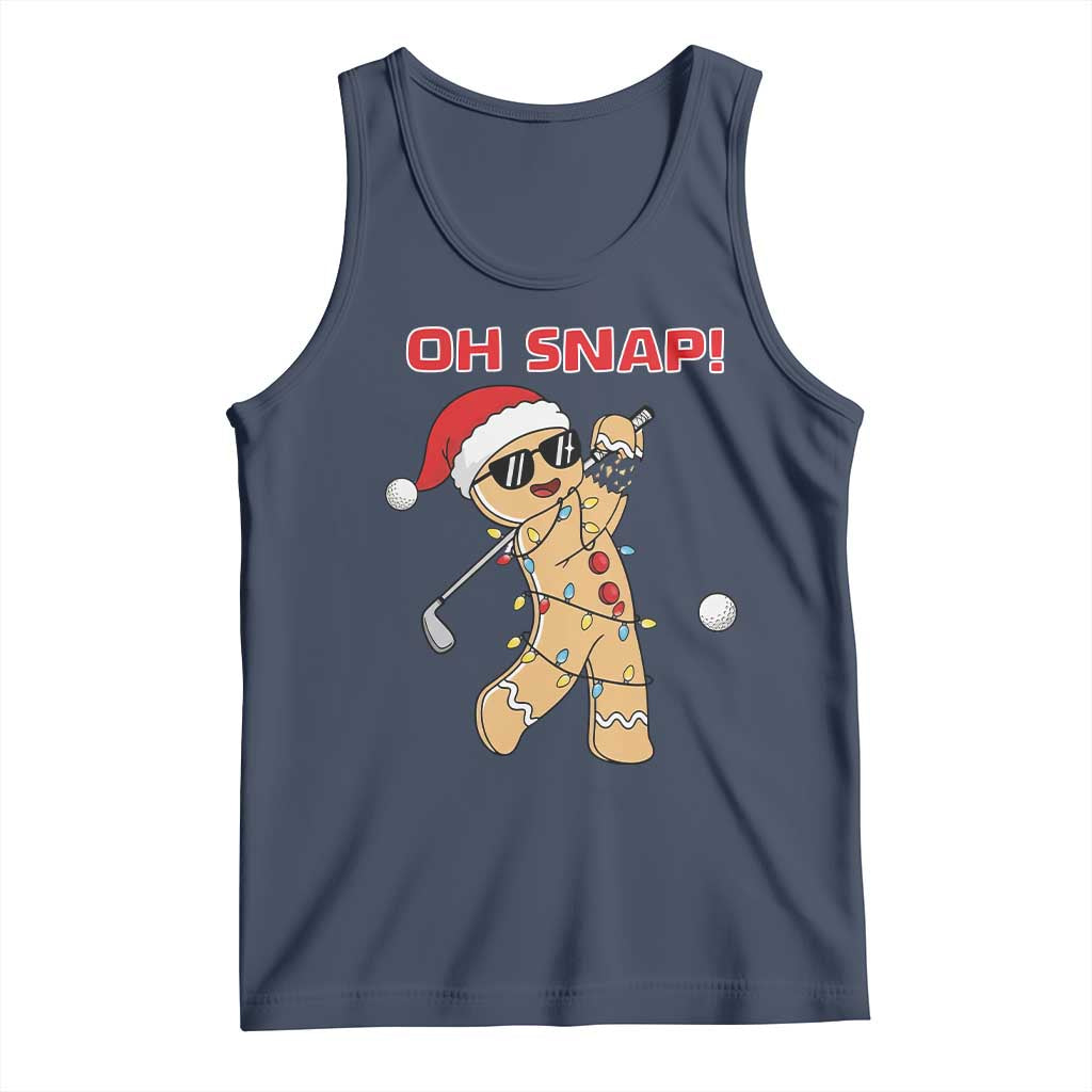 Oh Snap Gingerbreadman Golfer Tank Top Funny Golf Christmas Golfing Pajamas TS10 Navy Print Your Wear