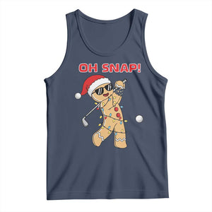 Oh Snap Gingerbreadman Golfer Tank Top Funny Golf Christmas Golfing Pajamas TS10 Navy Print Your Wear