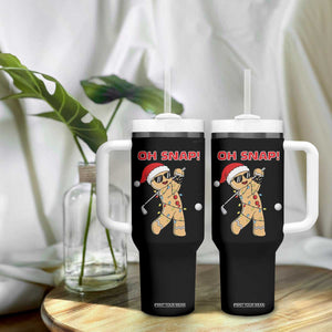Oh Snap Gingerbreadman Golfer Tumbler With Handle Funny Golf Christmas Golfing Pajamas TS10 Print Your Wear