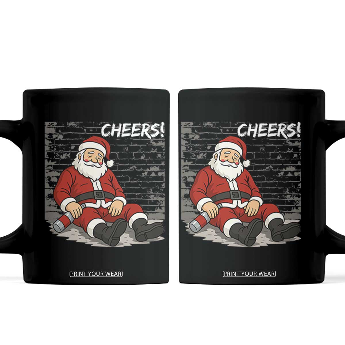 Funny Christmas Santa Claus Drinking Beer Coffee Mug Wonderful Time TS10 Black Print Your Wear
