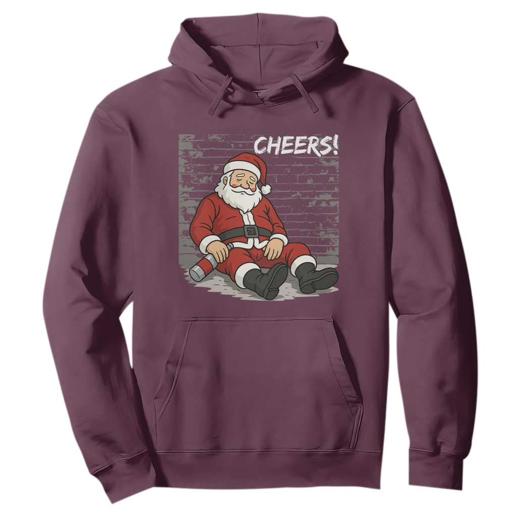 Funny Christmas Santa Claus Drinking Beer Hoodie Wonderful Time TS10 Maroon Print Your Wear
