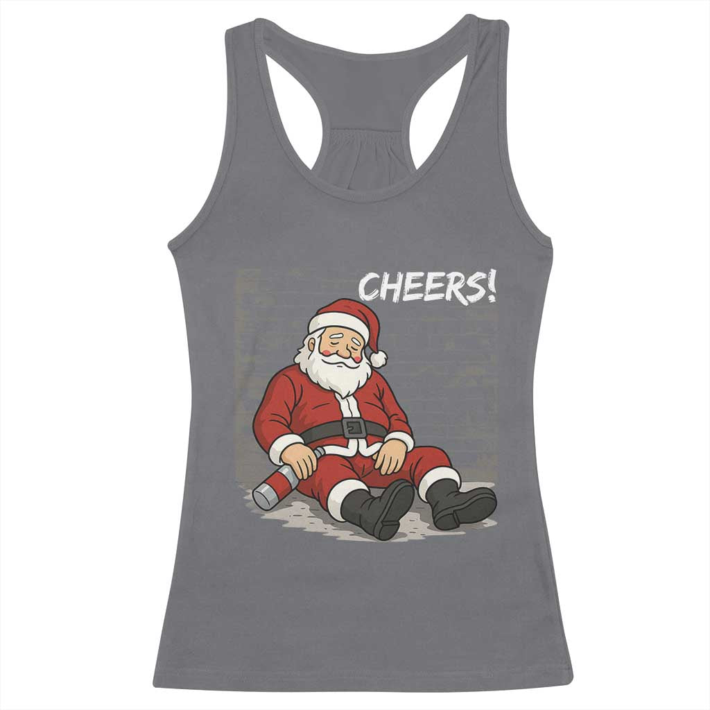 Funny Christmas Santa Claus Drinking Beer Racerback Tank Top Wonderful Time TS10 Charcoal Print Your Wear