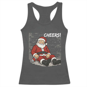 Funny Christmas Santa Claus Drinking Beer Racerback Tank Top Wonderful Time TS10 Dark Heather Print Your Wear