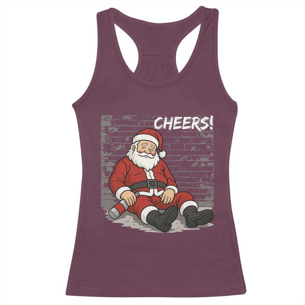 Funny Christmas Santa Claus Drinking Beer Racerback Tank Top Wonderful Time TS10 Maroon Print Your Wear