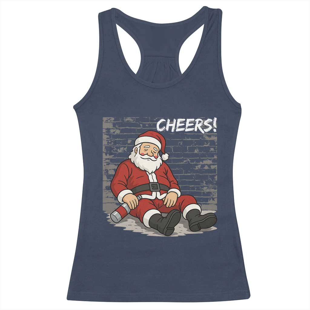 Funny Christmas Santa Claus Drinking Beer Racerback Tank Top Wonderful Time TS10 Navy Print Your Wear