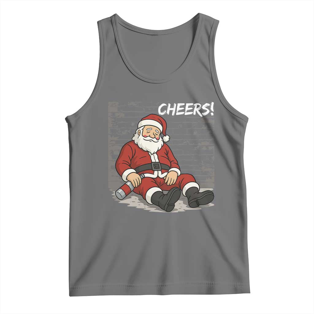 Funny Christmas Santa Claus Drinking Beer Tank Top Wonderful Time TS10 Black Heather Print Your Wear