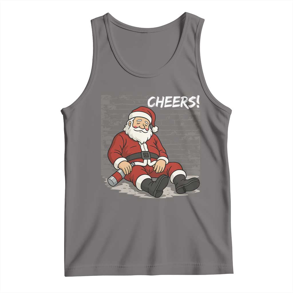 Funny Christmas Santa Claus Drinking Beer Tank Top Wonderful Time TS10 Deep Heather Print Your Wear