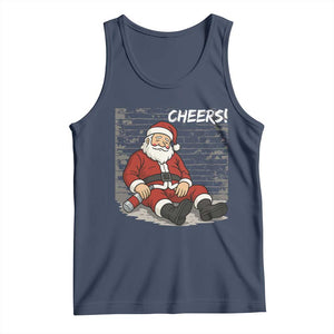 Funny Christmas Santa Claus Drinking Beer Tank Top Wonderful Time TS10 Navy Print Your Wear