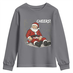 Funny Christmas Santa Claus Drinking Beer Youth Sweatshirt Wonderful Time TS10 Charcoal Print Your Wear