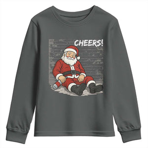 Funny Christmas Santa Claus Drinking Beer Youth Sweatshirt Wonderful Time TS10 Dark Heather Print Your Wear