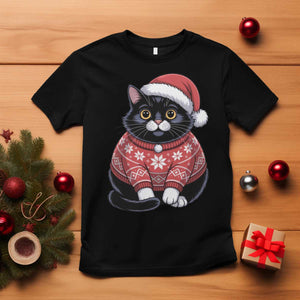 Christmas Black Cat T Shirt Catmas Gift For New Year TS10 Black Print Your Wear