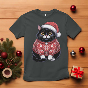 Christmas Black Cat T Shirt Catmas Gift For New Year TS10 Dark Heather Print Your Wear