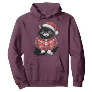 Christmas Black Cat Hoodie Catmas Gift For New Year TS10 Maroon Print Your Wear