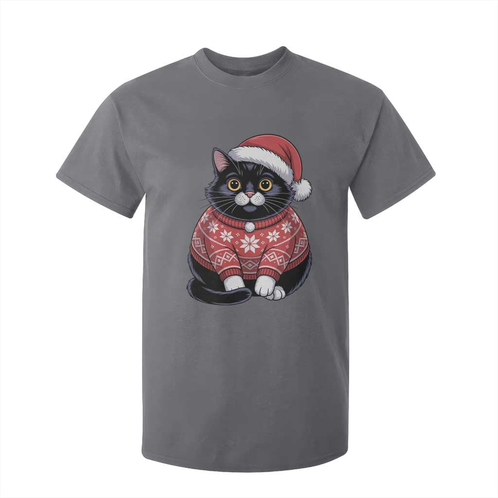 Christmas Black Cat T Shirt For Kid Catmas Gift For New Year TS10 Charcoal Print Your Wear