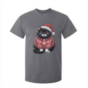Christmas Black Cat T Shirt For Kid Catmas Gift For New Year TS10 Charcoal Print Your Wear