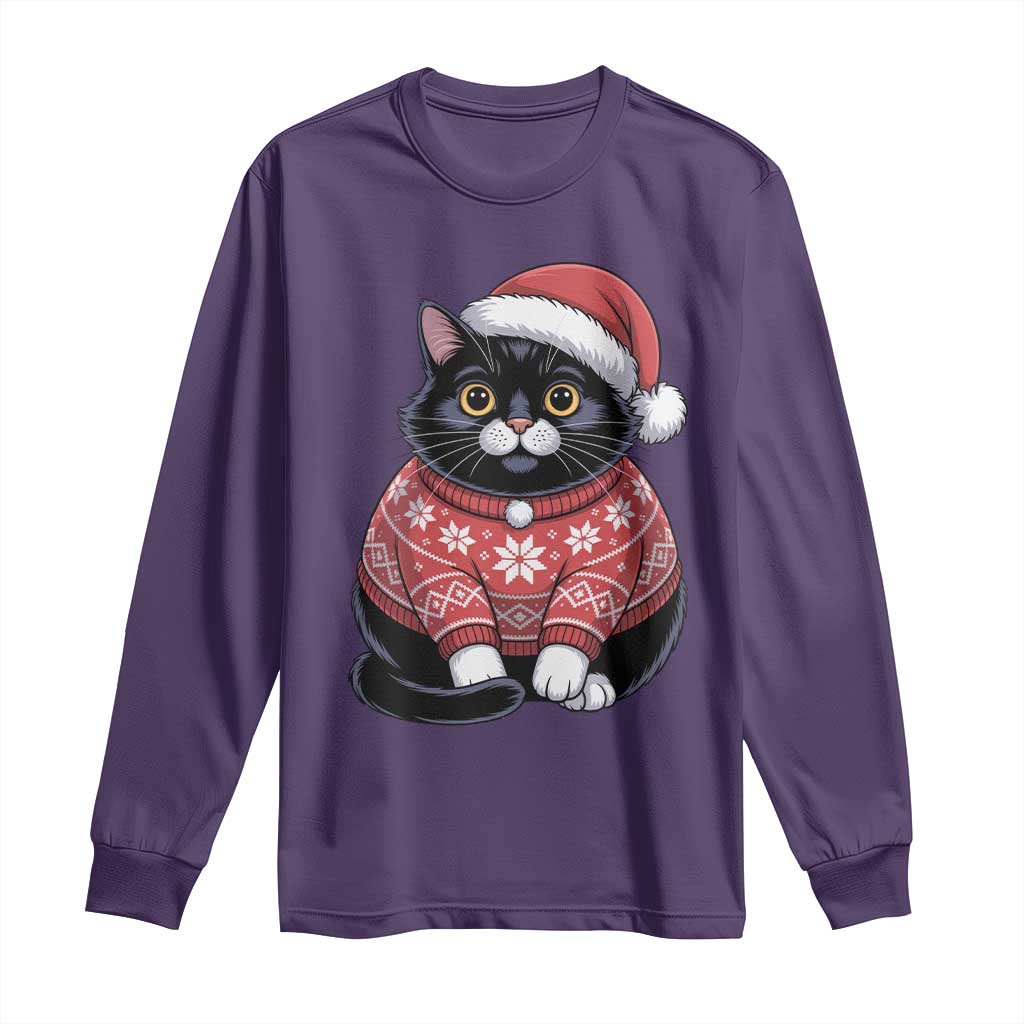 Christmas Black Cat Long Sleeve Shirt Catmas Gift For New Year TS10 Purple Print Your Wear