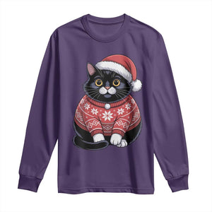 Christmas Black Cat Long Sleeve Shirt Catmas Gift For New Year TS10 Purple Print Your Wear