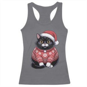 Christmas Black Cat Racerback Tank Top Catmas Gift For New Year TS10 Charcoal Print Your Wear