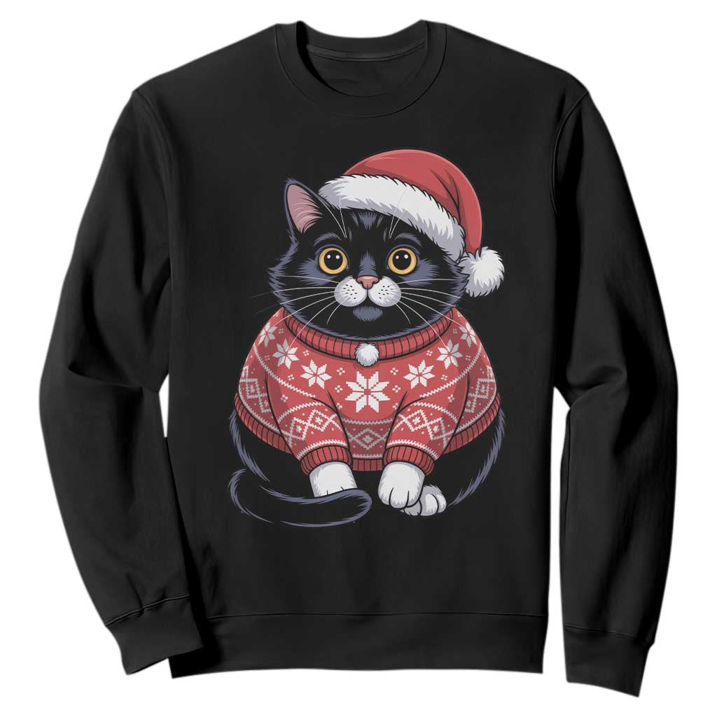 Christmas Black Cat Sweatshirt Catmas Gift For New Year TS10 Black Print Your Wear