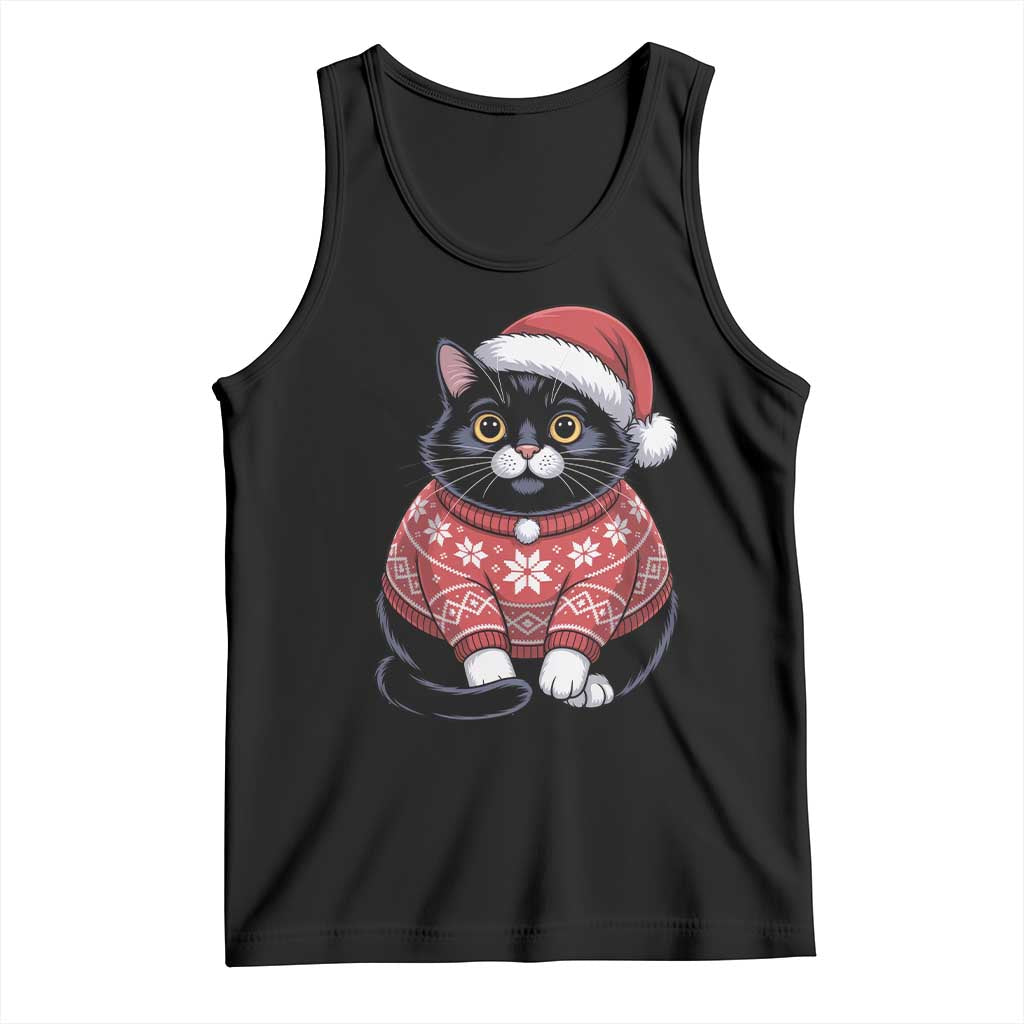 Christmas Black Cat Tank Top Catmas Gift For New Year TS10 Black Print Your Wear