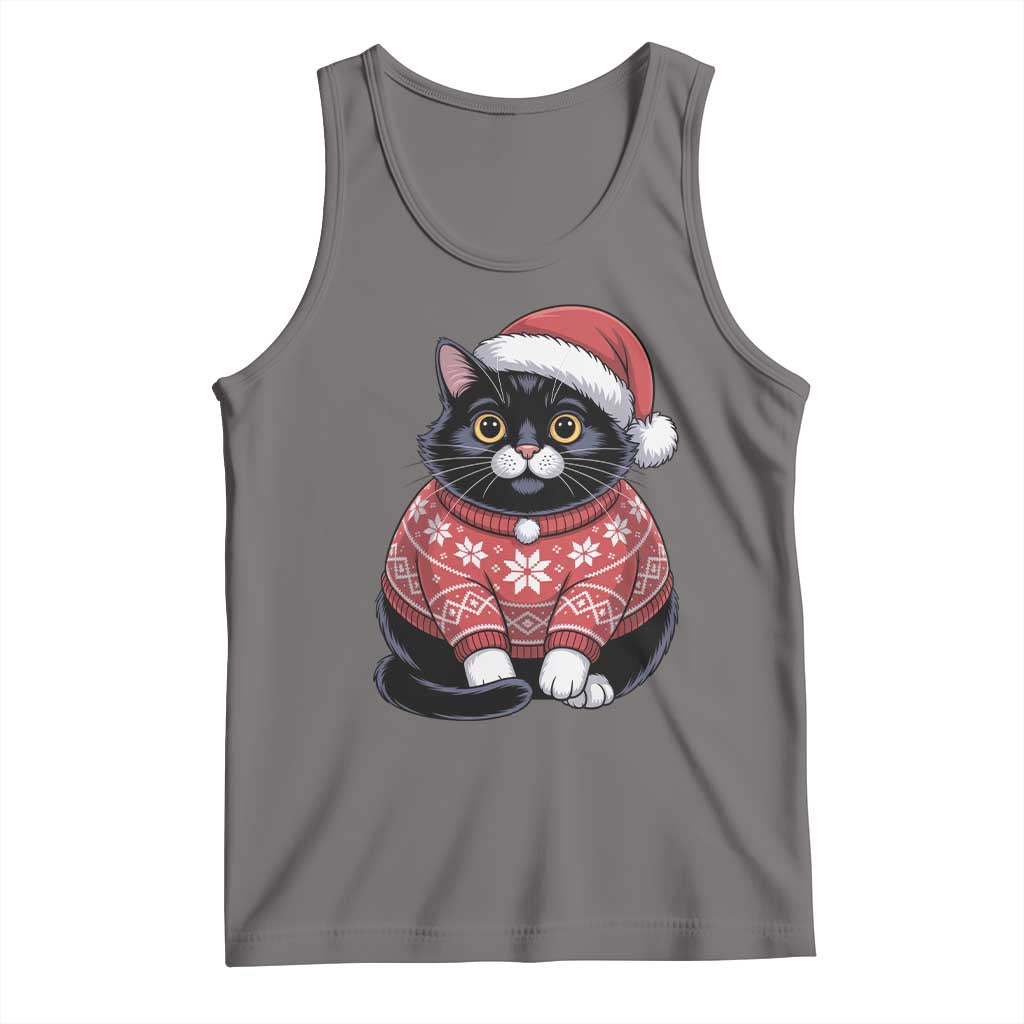 Christmas Black Cat Tank Top Catmas Gift For New Year TS10 Deep Heather Print Your Wear