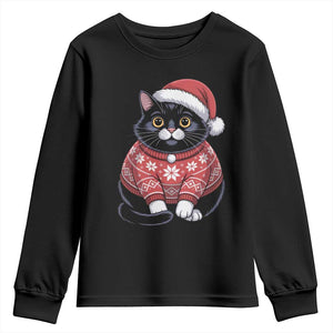 Christmas Black Cat Youth Sweatshirt Catmas Gift For New Year TS10 Black Print Your Wear