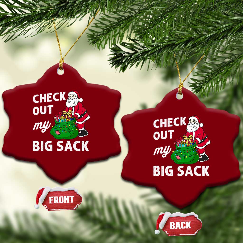 Retro Funny Santa Ceramic Ornament Christmas Joke Check Out My Big Sack TS10 Print Your Wear