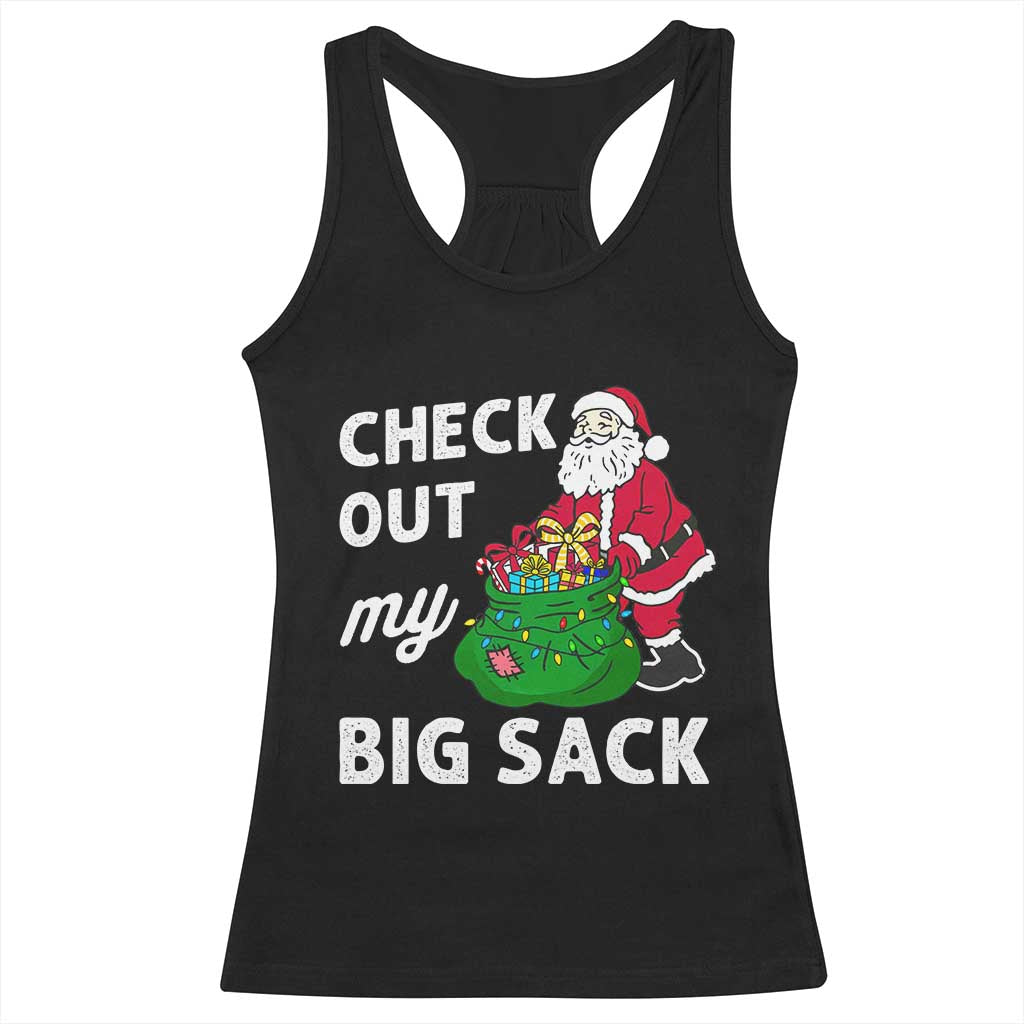 Retro Funny Santa Racerback Tank Top Christmas Joke Check Out My Big Sack TS10 Black Print Your Wear
