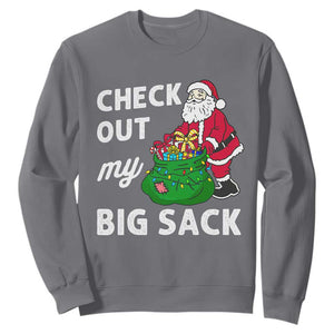Retro Funny Santa Sweatshirt Christmas Joke Check Out My Big Sack TS10 Charcoal Print Your Wear