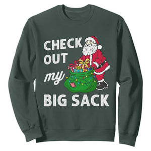 Retro Funny Santa Sweatshirt Christmas Joke Check Out My Big Sack TS10 Dark Forest Green Print Your Wear