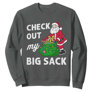 Retro Funny Santa Sweatshirt Christmas Joke Check Out My Big Sack TS10 Dark Heather Print Your Wear
