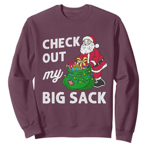 Retro Funny Santa Sweatshirt Christmas Joke Check Out My Big Sack TS10 Maroon Print Your Wear