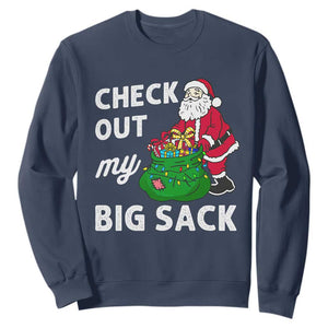 Retro Funny Santa Sweatshirt Christmas Joke Check Out My Big Sack TS10 Navy Print Your Wear