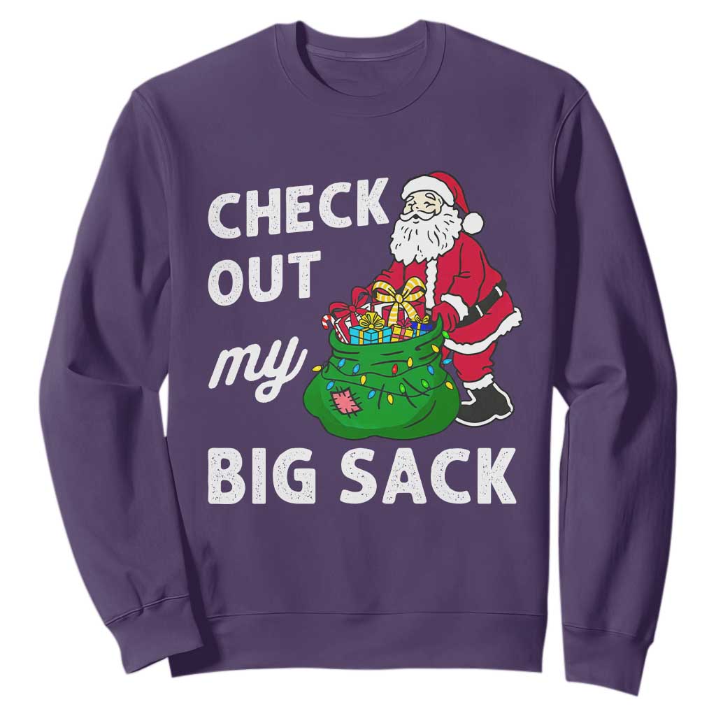 Retro Funny Santa Sweatshirt Christmas Joke Check Out My Big Sack TS10 Purple Print Your Wear