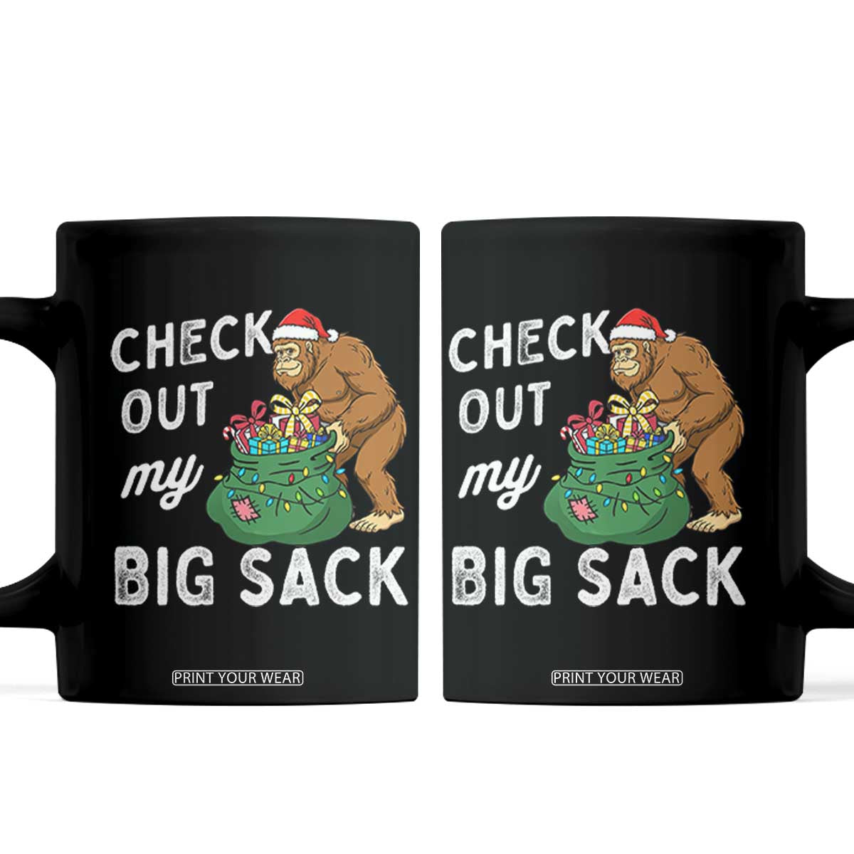 Santa Bigfoot Christmas Coffee Mug Funny Sasquatch Xmas Joke TS10 Black Print Your Wear