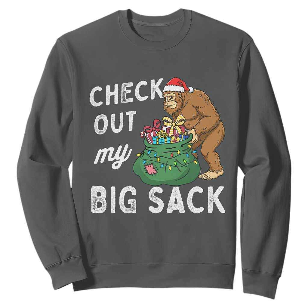 Santa Bigfoot Christmas Sweatshirt Funny Sasquatch Xmas Joke TS10 Dark Heather Print Your Wear