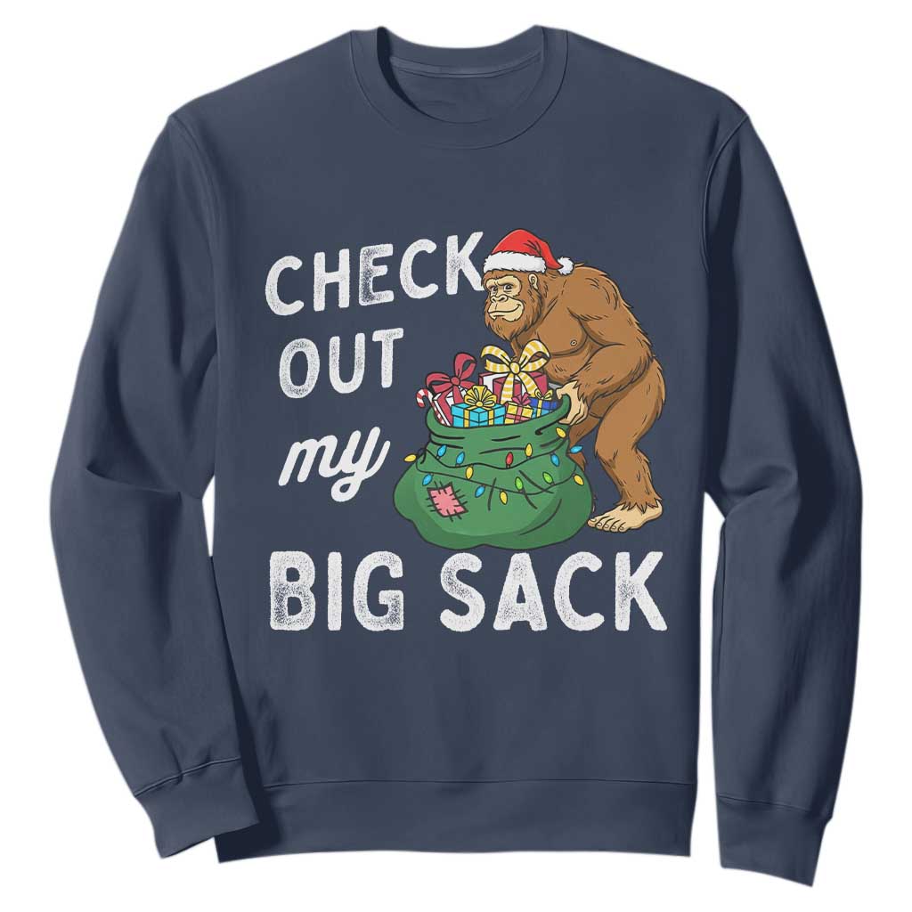 Santa Bigfoot Christmas Sweatshirt Funny Sasquatch Xmas Joke TS10 Navy Print Your Wear