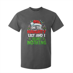 Funny Christmas T Shirt For Kid On The Naughty List I Regret Nothing TS10 Dark Heather Print Your Wear