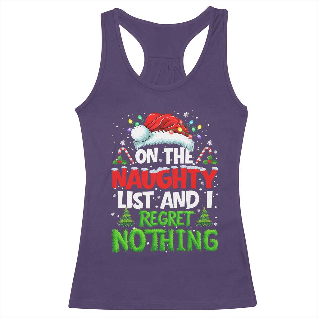 Funny Christmas Racerback Tank Top On The Naughty List I Regret Nothing TS10 Purple Print Your Wear