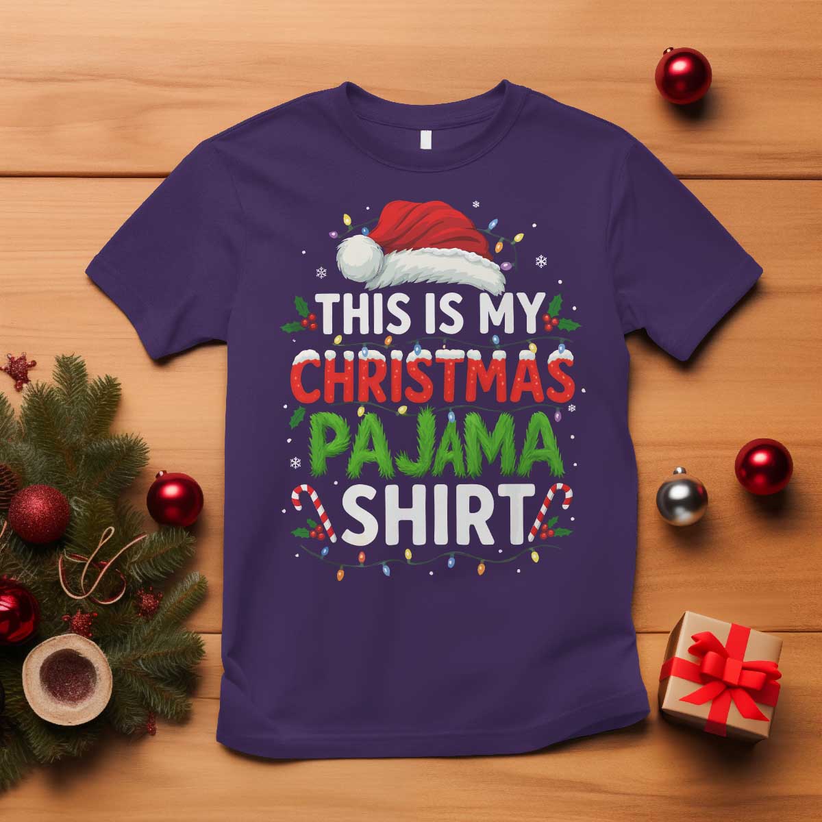 This Is My Christmas Pajama T Shirt Funny Xmas PJs TS10 Purple Print Your Wear