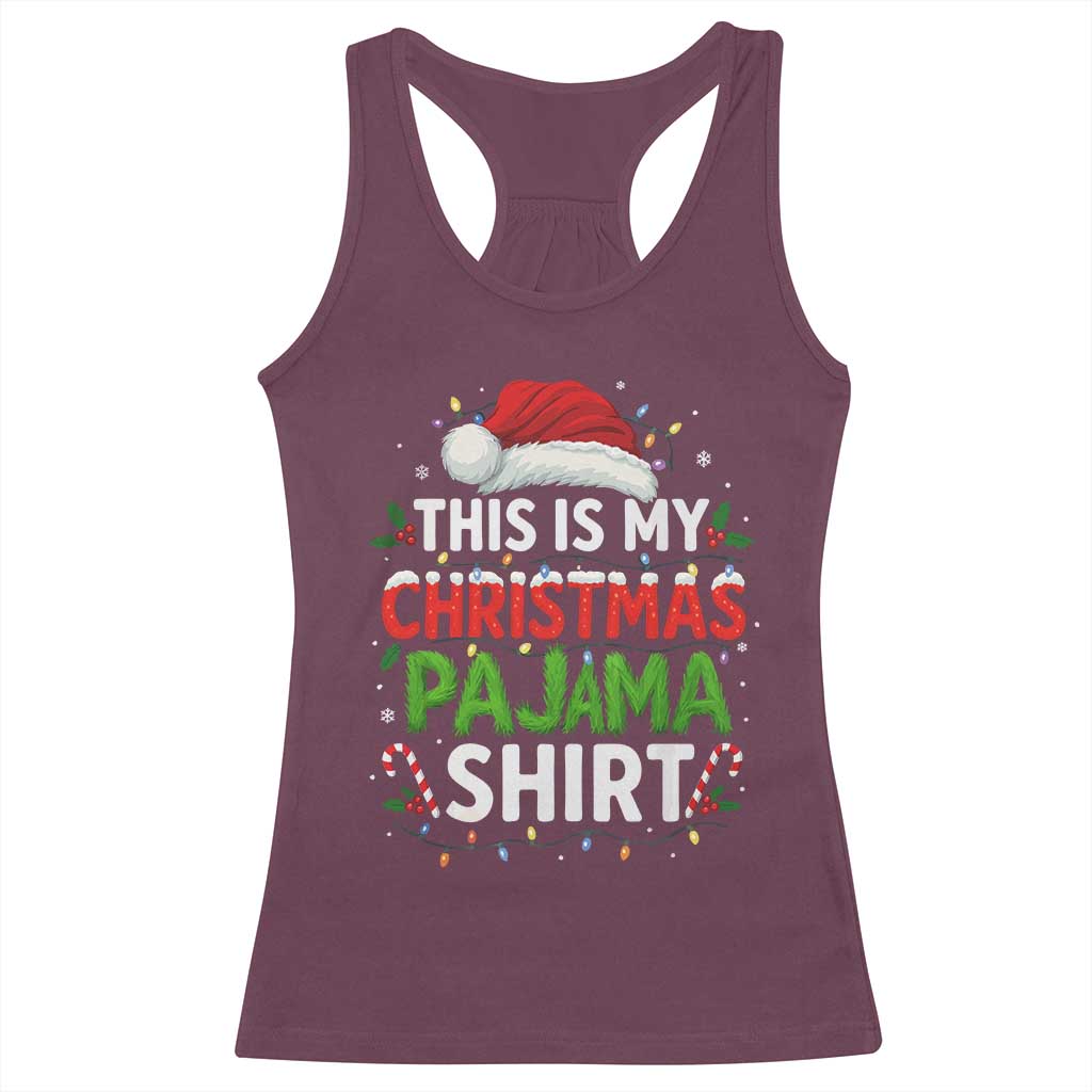 This Is My Christmas Pajama Racerback Tank Top Funny Xmas PJs TS10 Maroon Print Your Wear