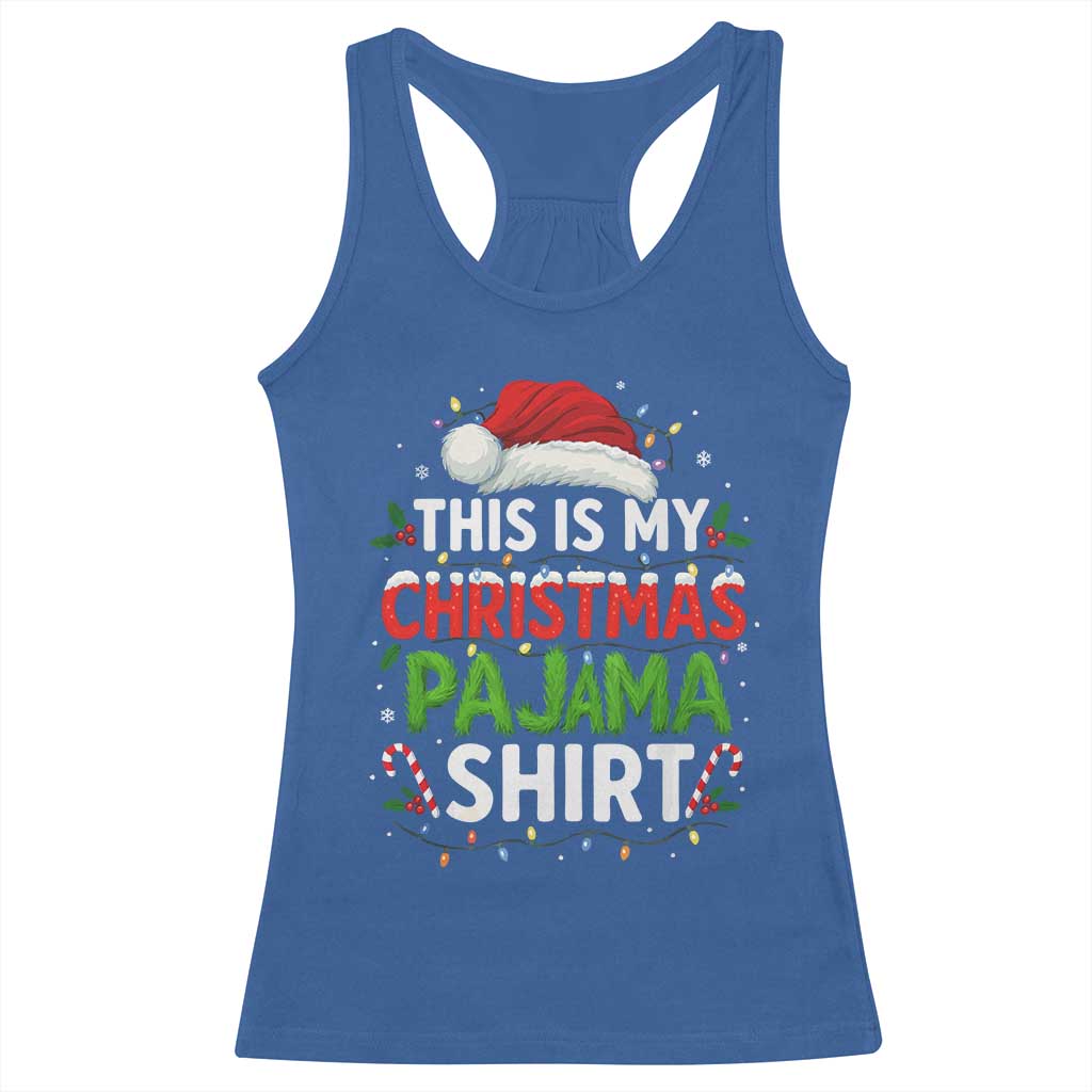 This Is My Christmas Pajama Racerback Tank Top Funny Xmas PJs TS10 Royal Blue Print Your Wear