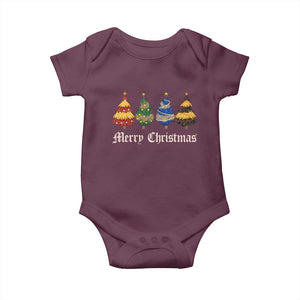 Christmas Tree Baby Onesie Retro Wizard Trees Magical Cute Family Pajama TS10 Maroon Print Your Wear