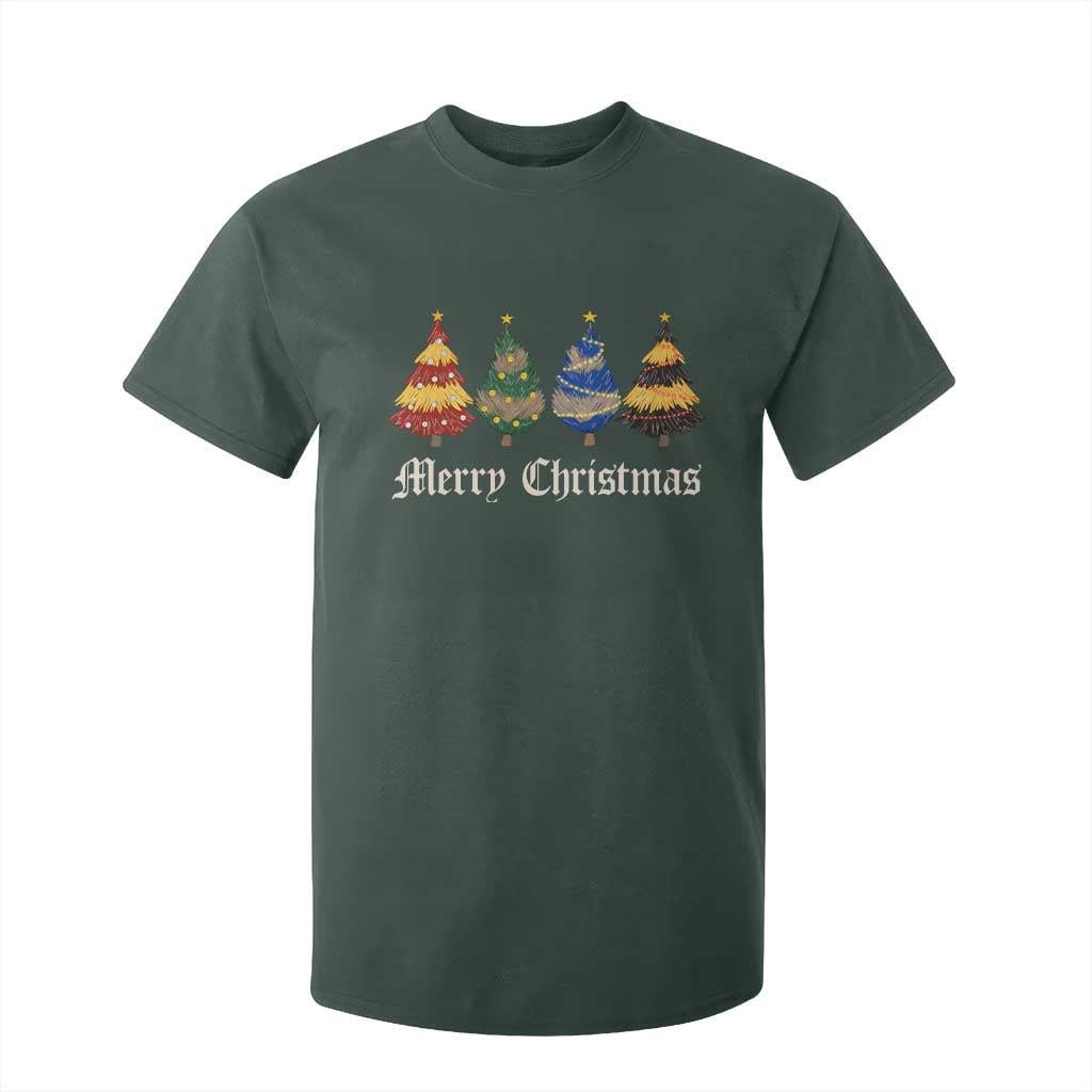 Christmas Tree T Shirt For Kid Retro Wizard Trees Magical Cute Family Pajama TS10 Dark Forest Green Print Your Wear