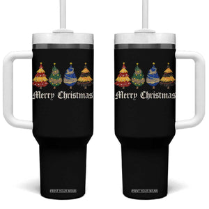 Christmas Tree Tumbler With Handle Retro Wizard Trees Magical Cute Family Pajama TS10 One Size: 40 oz Black Print Your Wear