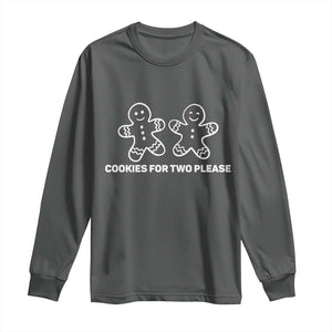 Cookies For Two Please Pregnancy Announcement Christmas Long Sleeve Shirt TS10 Dark Heather Print Your Wear
