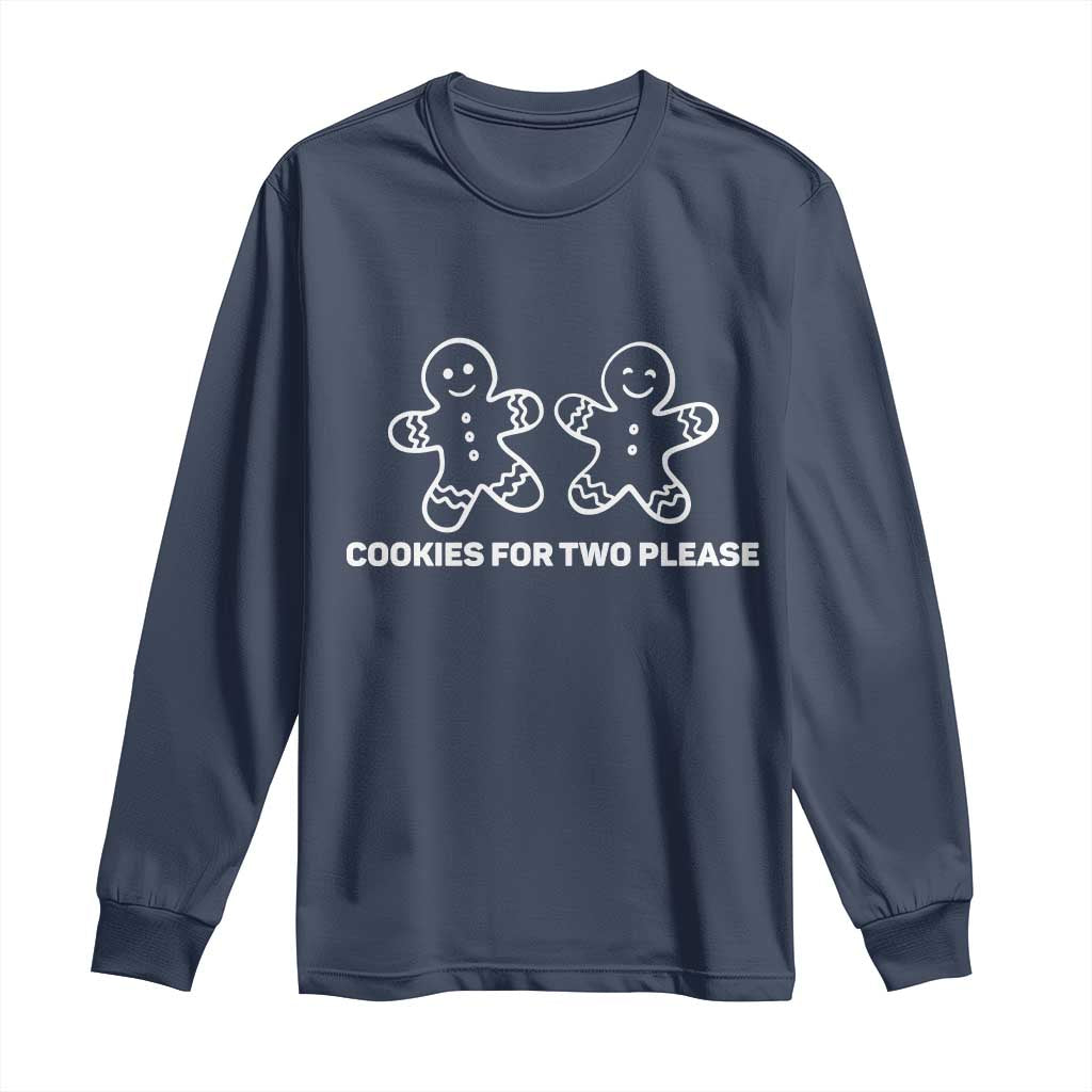 Cookies For Two Please Pregnancy Announcement Christmas Long Sleeve Shirt TS10 Navy Print Your Wear