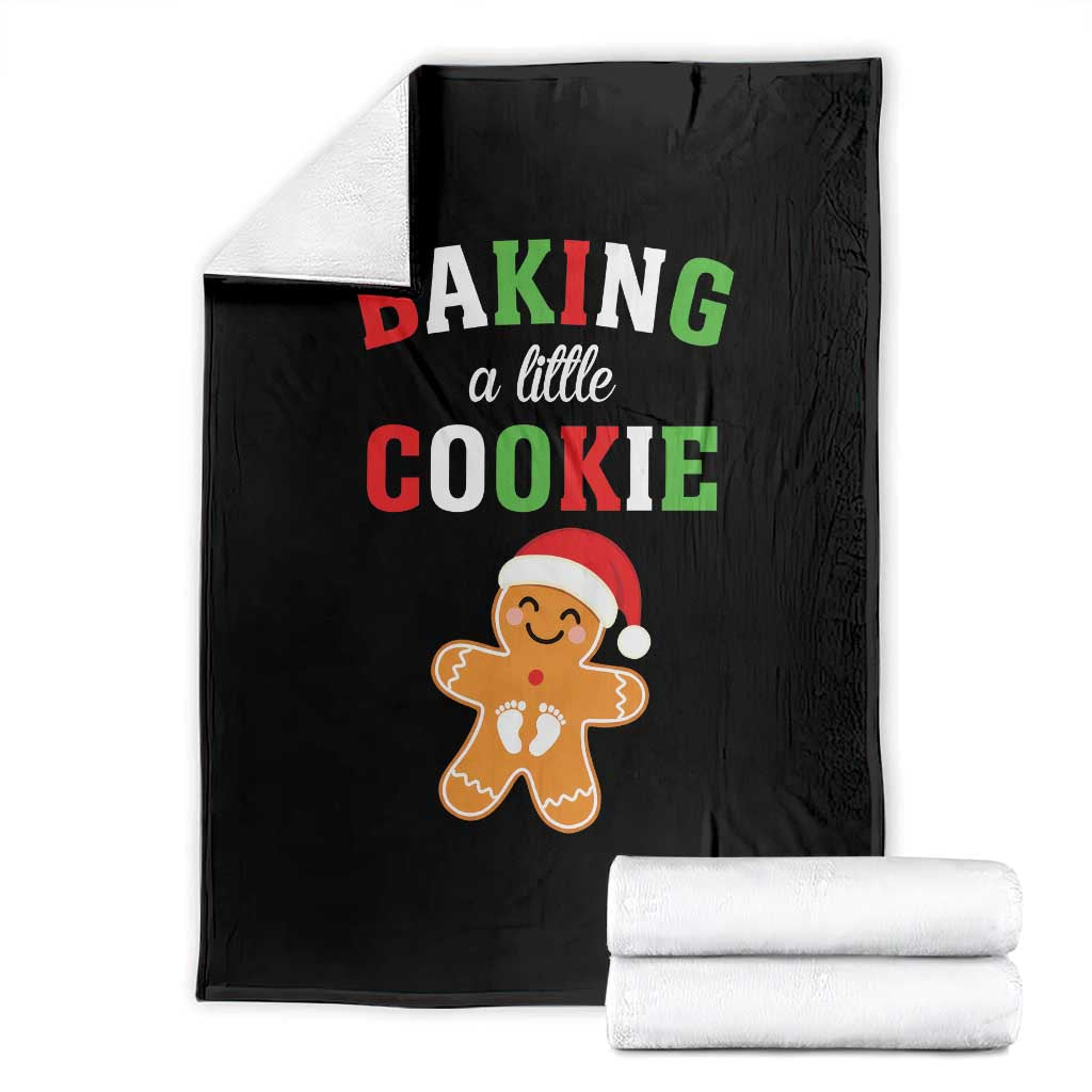 Christmas Pregnant Throw Blanket Baking A Little Cookie Maternity Pregnancy Announcement TS10 Black Print Your Wear