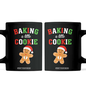 Christmas Pregnant Coffee Mug Baking A Little Cookie Maternity Pregnancy Announcement TS10 Black Print Your Wear