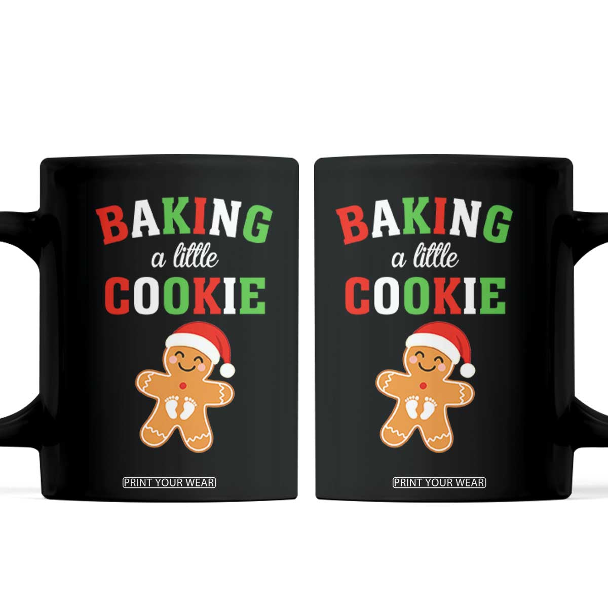 Christmas Pregnant Coffee Mug Baking A Little Cookie Maternity Pregnancy Announcement TS10 Black Print Your Wear